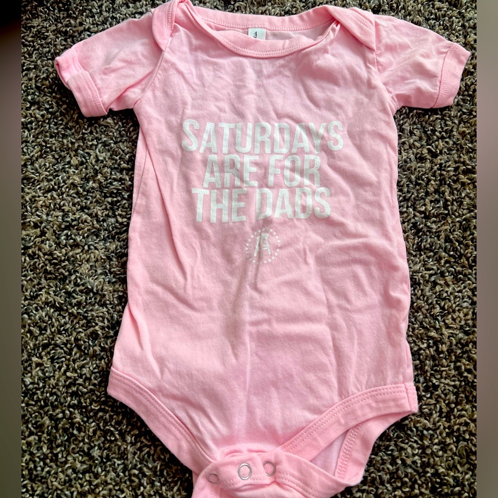 12-18 months barstool sports Saturdays are for the dads pink onesie